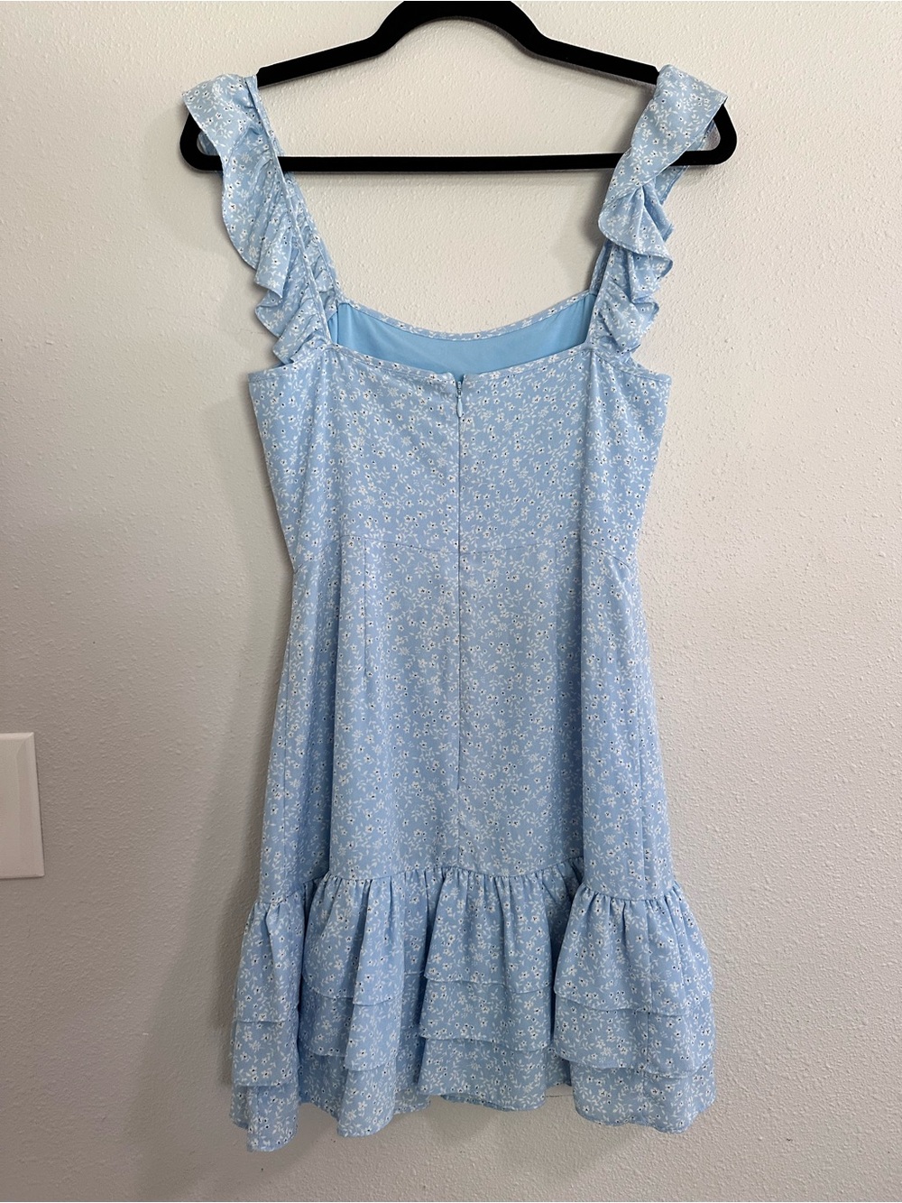 Likely Light Blue Floral Ruffle Mini Dress - Picture 2 of 5